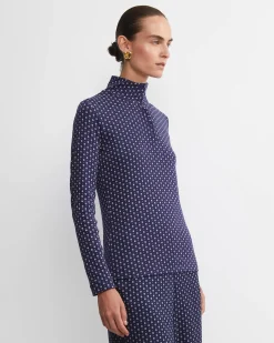 Discount Sportscraft Geo Funnel Neck Top in Navywhite Navy/white