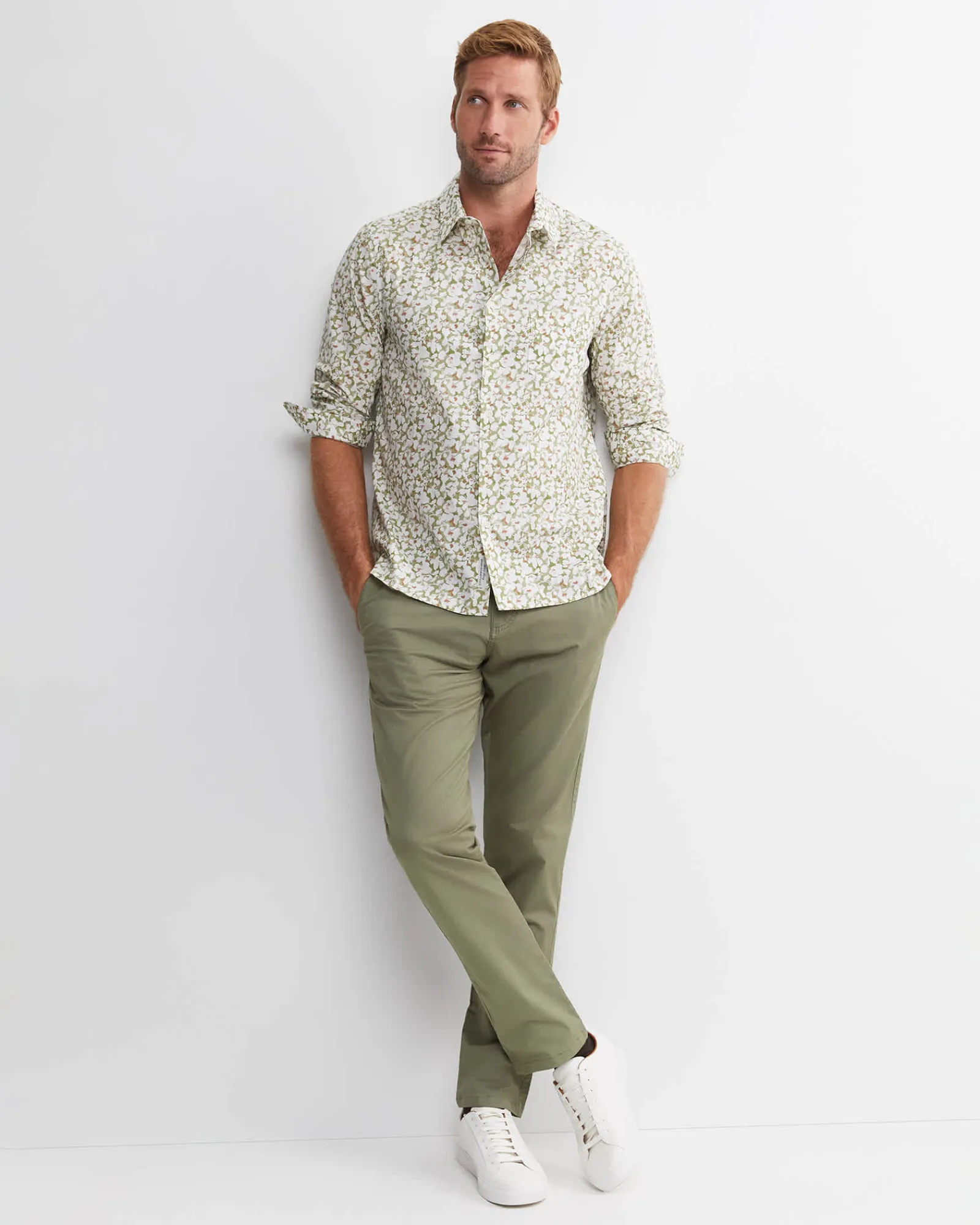 Online Sportscraft George Long Sleeve Print Shirt in Green Multi GreenMulti