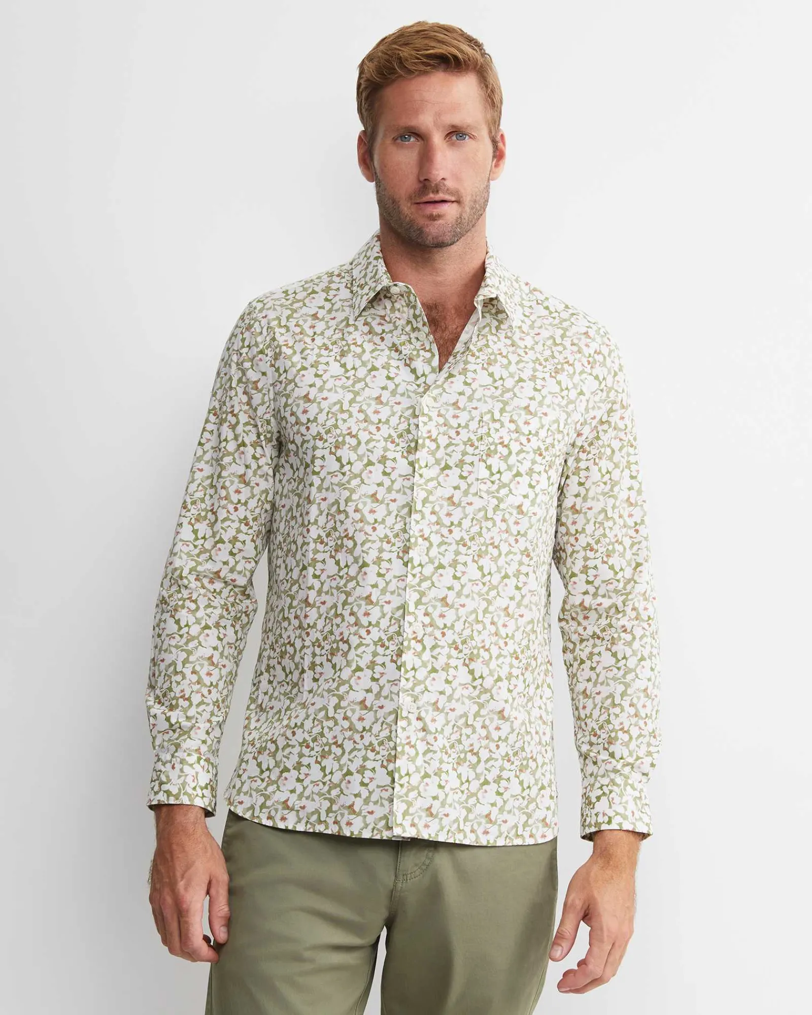 Online Sportscraft George Long Sleeve Print Shirt in Green Multi GreenMulti