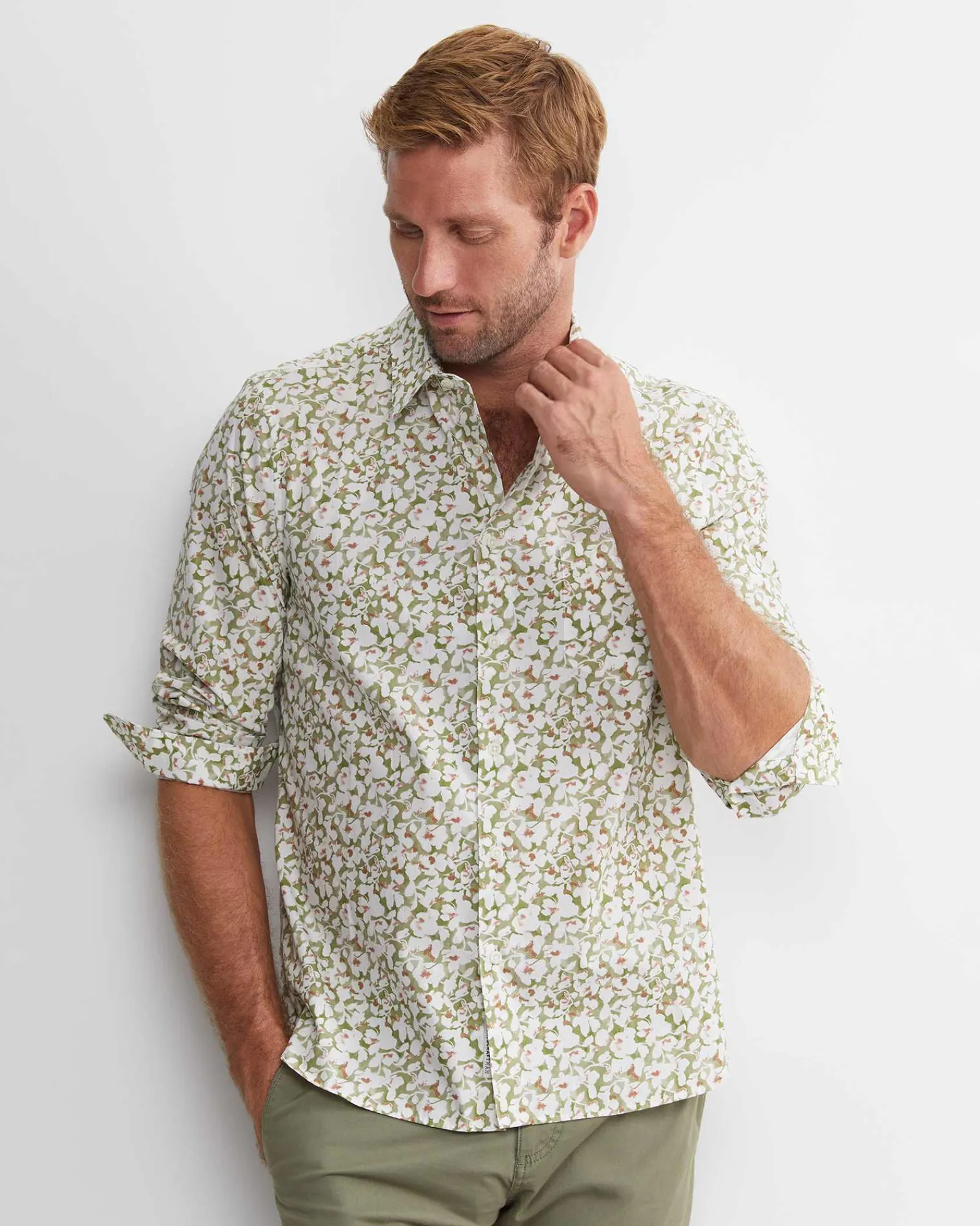 Online Sportscraft George Long Sleeve Print Shirt in Green Multi GreenMulti