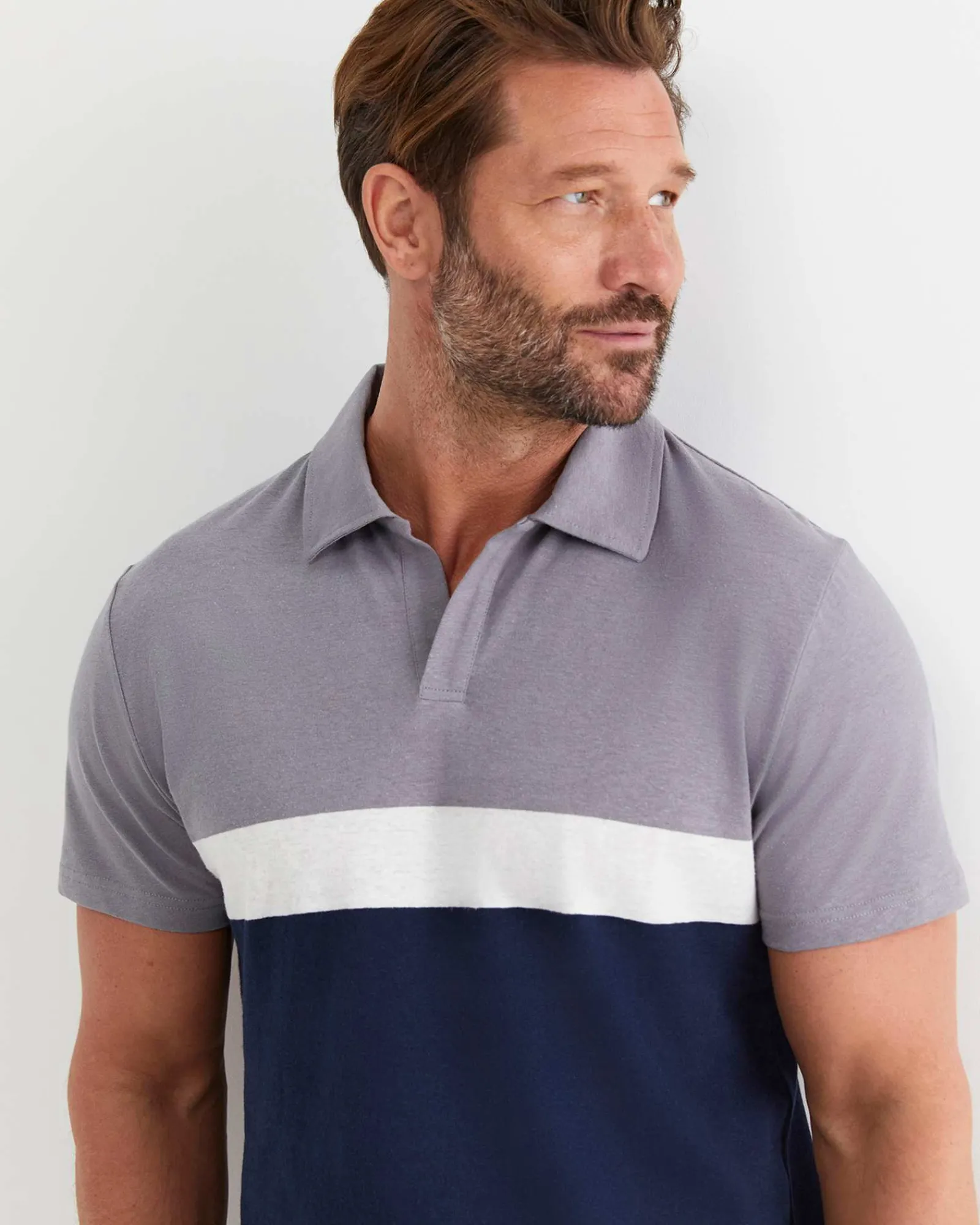 Best Sportscraft Gerard Stripe Polo in Blue Multi BlueMulti