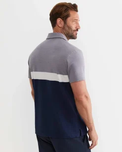 Best Sportscraft Gerard Stripe Polo in Blue Multi BlueMulti