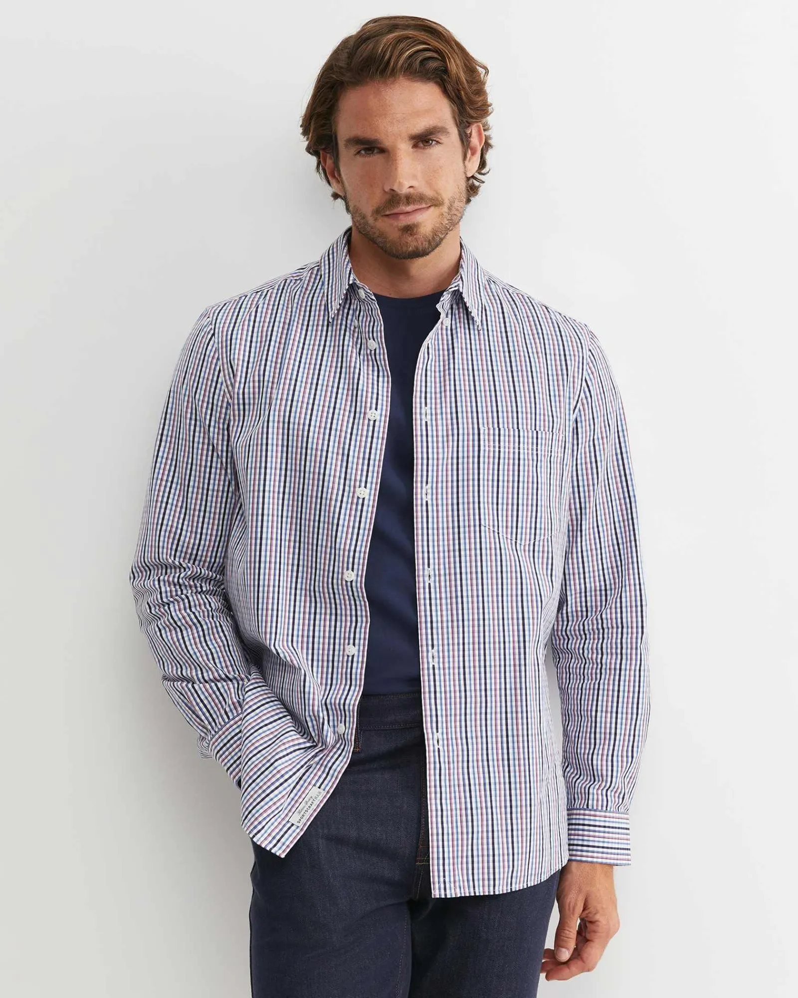 Outlet Sportscraft Gibson Long Sleeve Check Shirt in Fig