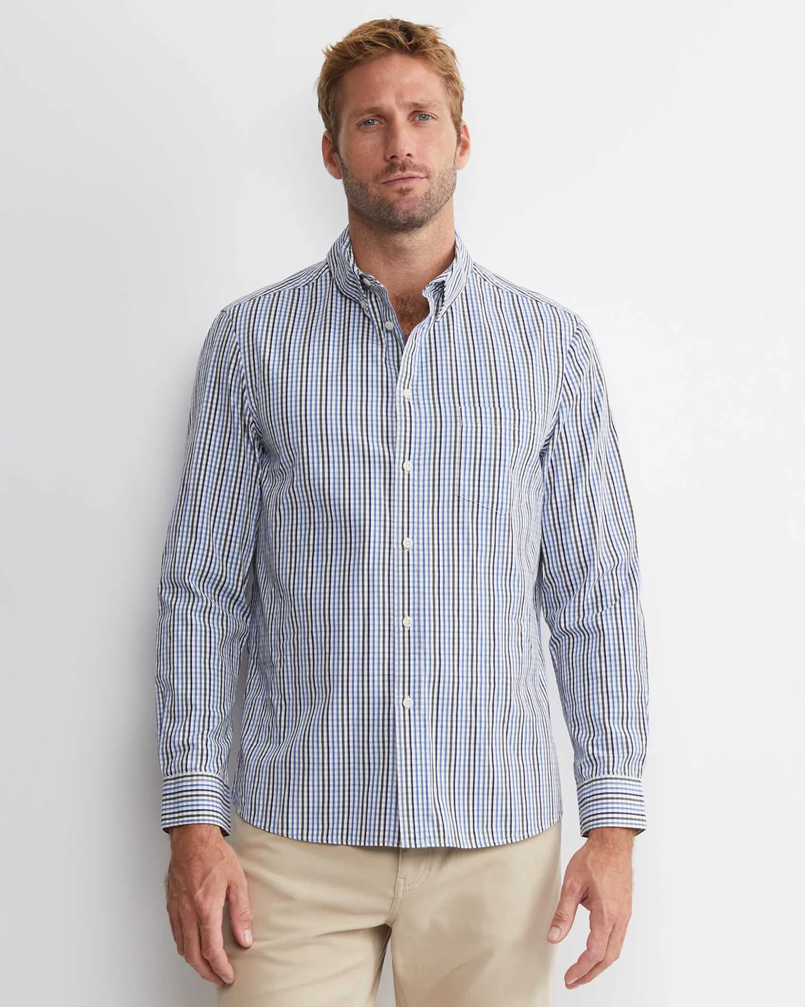Outlet Sportscraft Gibson Long Sleeve Check Shirt in Cobalt