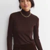 Clearance Sportscraft Gigi Babywool Mock Neck Top in Chocolate