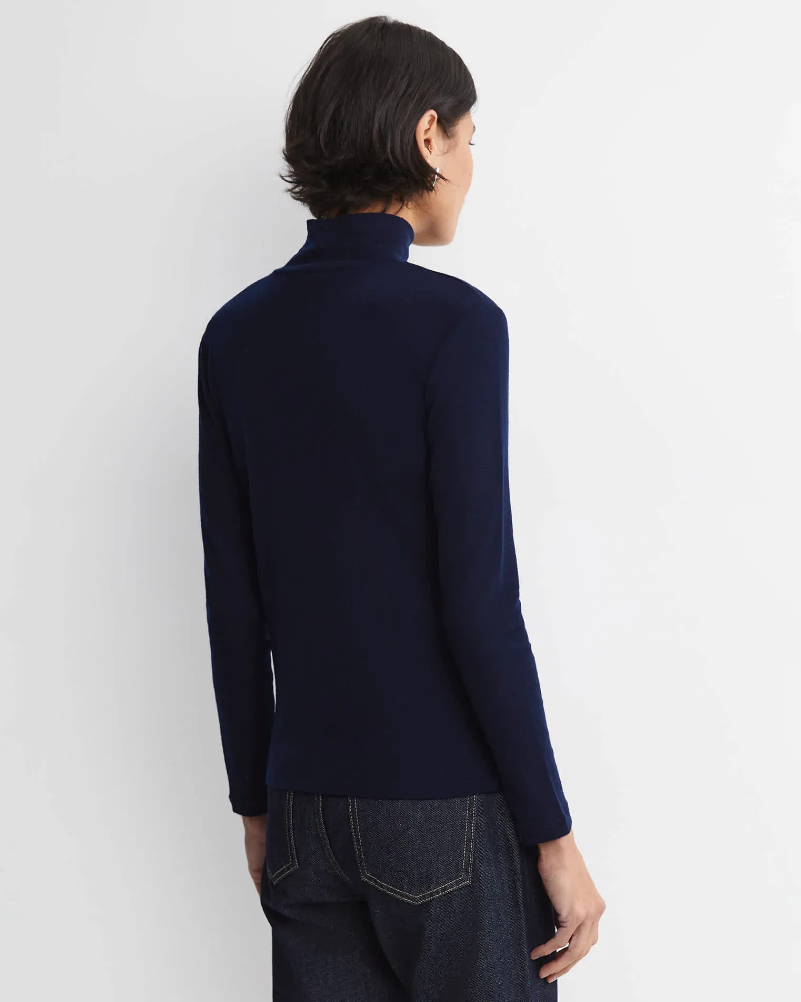 Discount Sportscraft Gigi Babywool Mock Neck Top in Navy