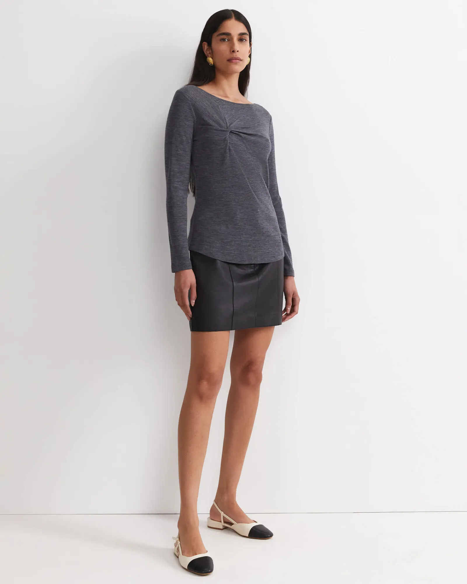 Discount Sportscraft Gigi Babywool Twist Top in Charcoal Melange CharcoalMelange
