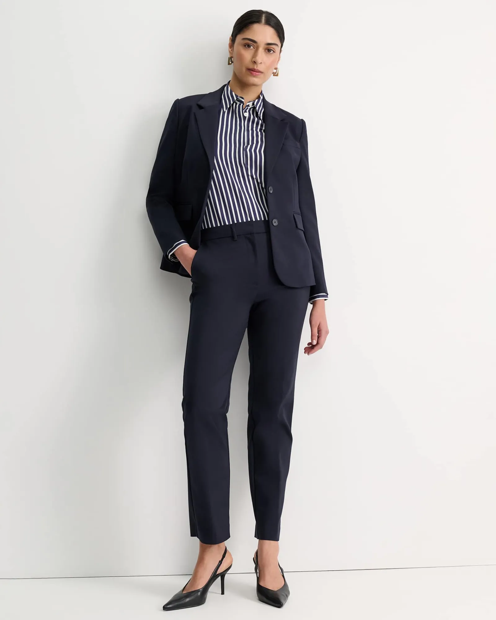 Hot Sportscraft Hannah Stripe Cotton Silk Shirt in Whitenavy White/navy