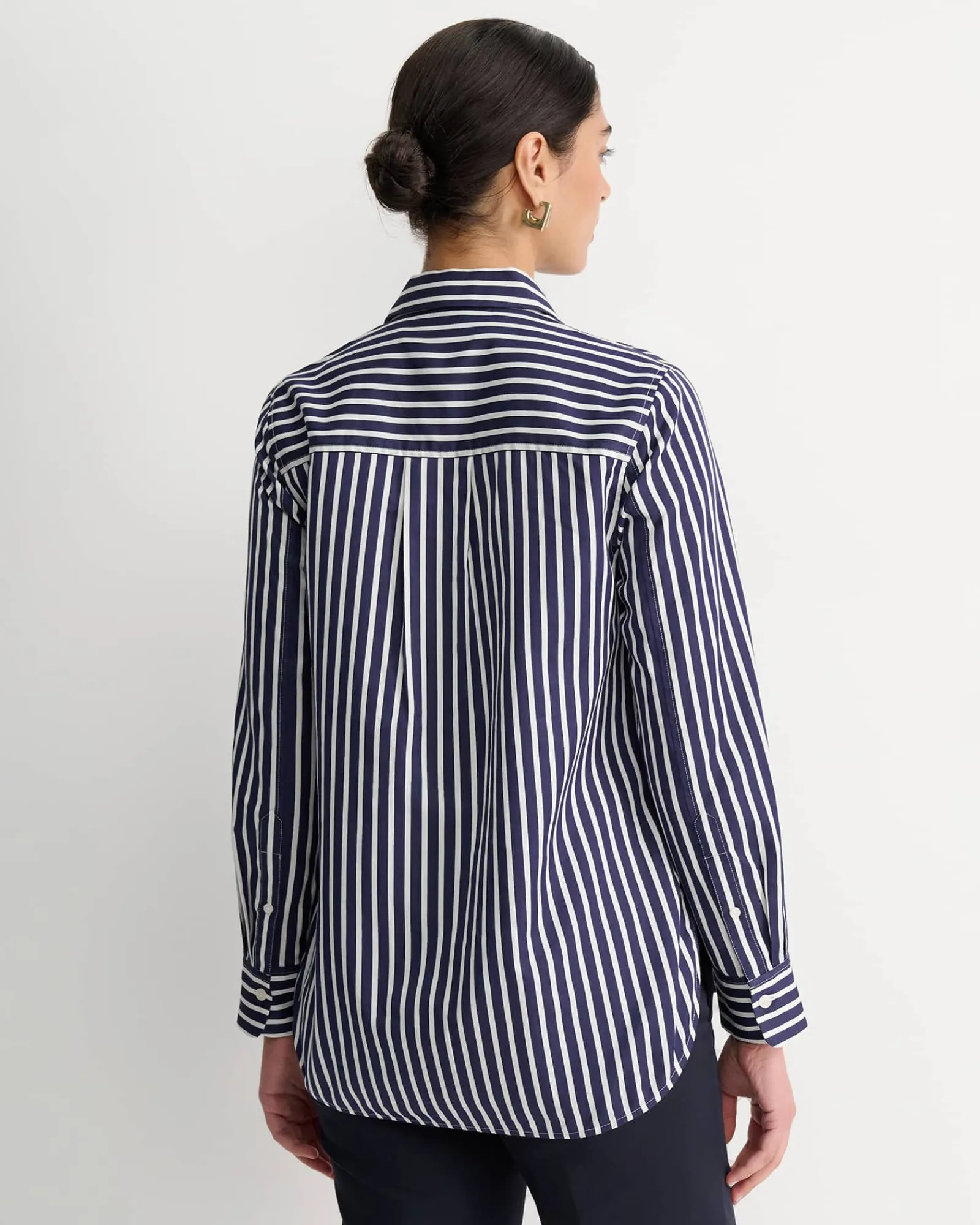 Hot Sportscraft Hannah Stripe Cotton Silk Shirt in Whitenavy White/navy