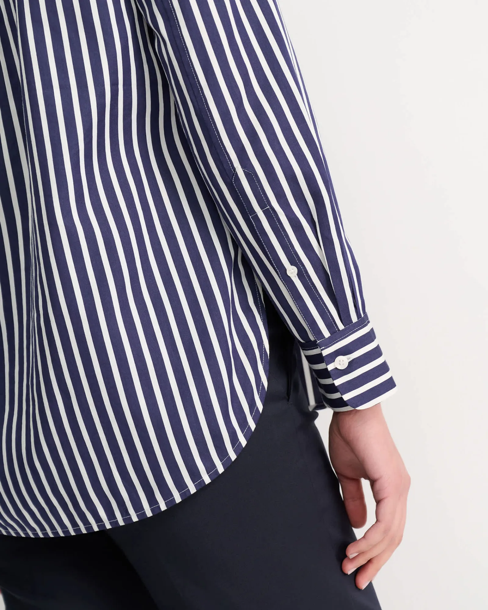 Hot Sportscraft Hannah Stripe Cotton Silk Shirt in Whitenavy White/navy