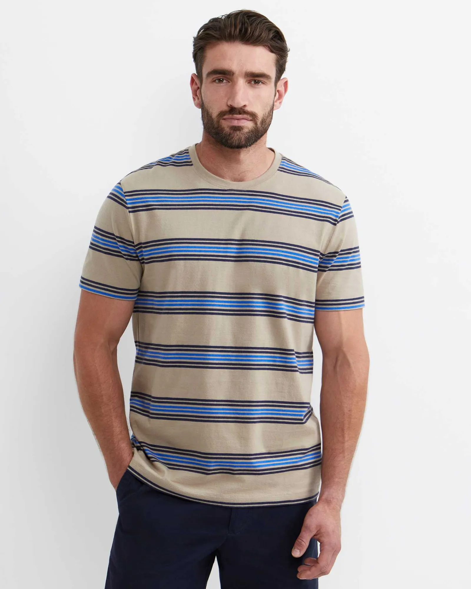 New Sportscraft Harden Stripe Tee in Natural