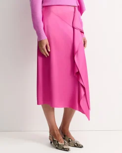 Sale Sportscraft Harlow Sateen Ruffle Midi Skirt in Grape