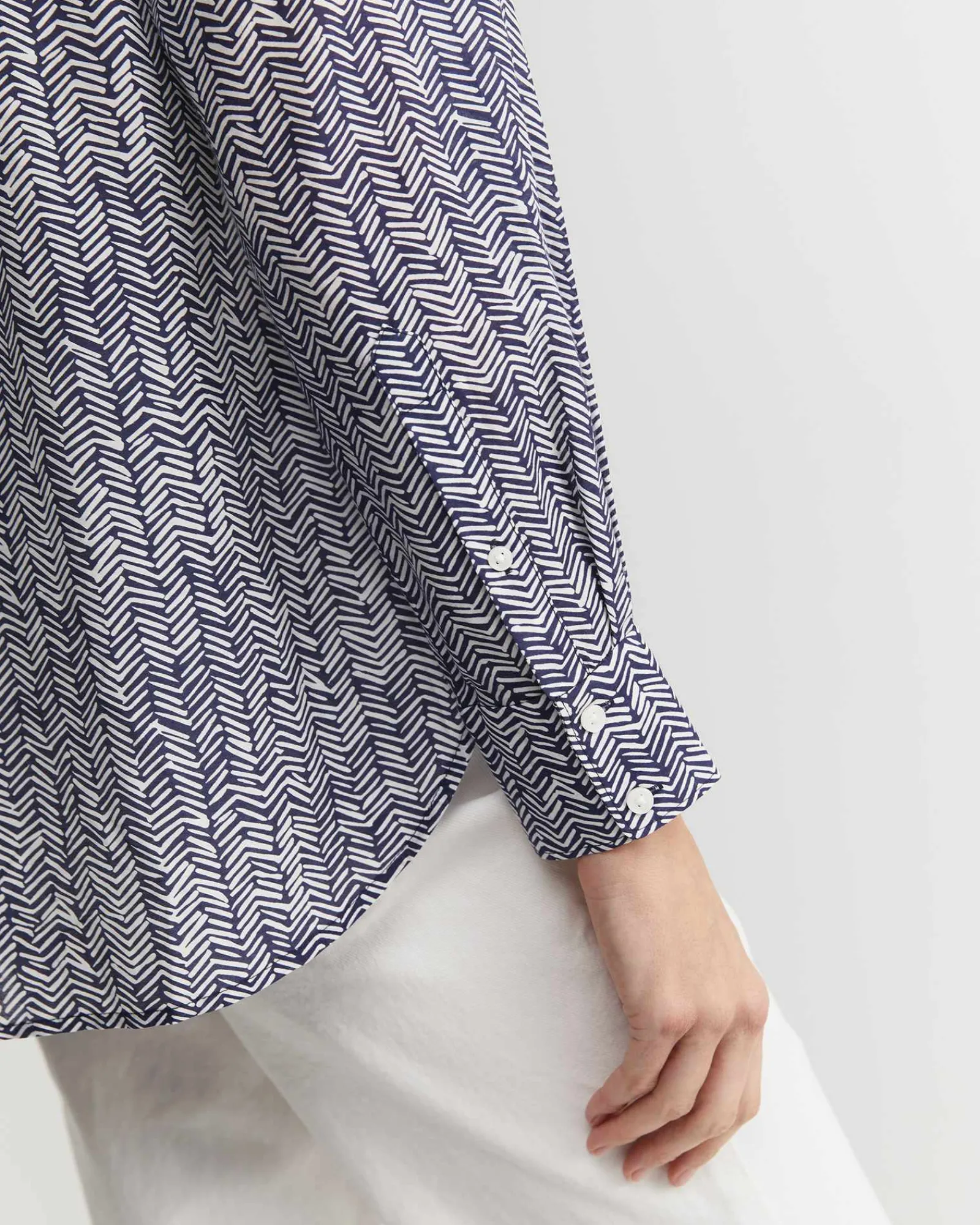 Best Sportscraft Harriet Cotton Silk Shirt in Navy Multi NavyMulti