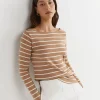 Online Sportscraft Heidi Long Sleeve Rib Tee in Tanwhite Tan/white