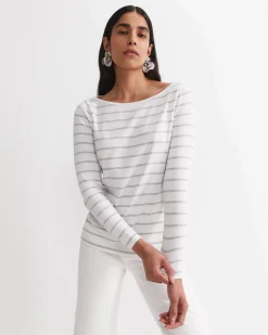 Sale Sportscraft Heidi Long Sleeve Rib Tee in Whitegrey Melange White/greyMelange