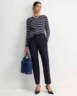 Fashion Sportscraft Heidi Long Sleeve Rib Tee in Navywhite Navy/white