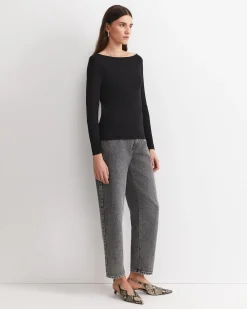 Discount Sportscraft Heidi Long Sleeve Rib Tee in Black