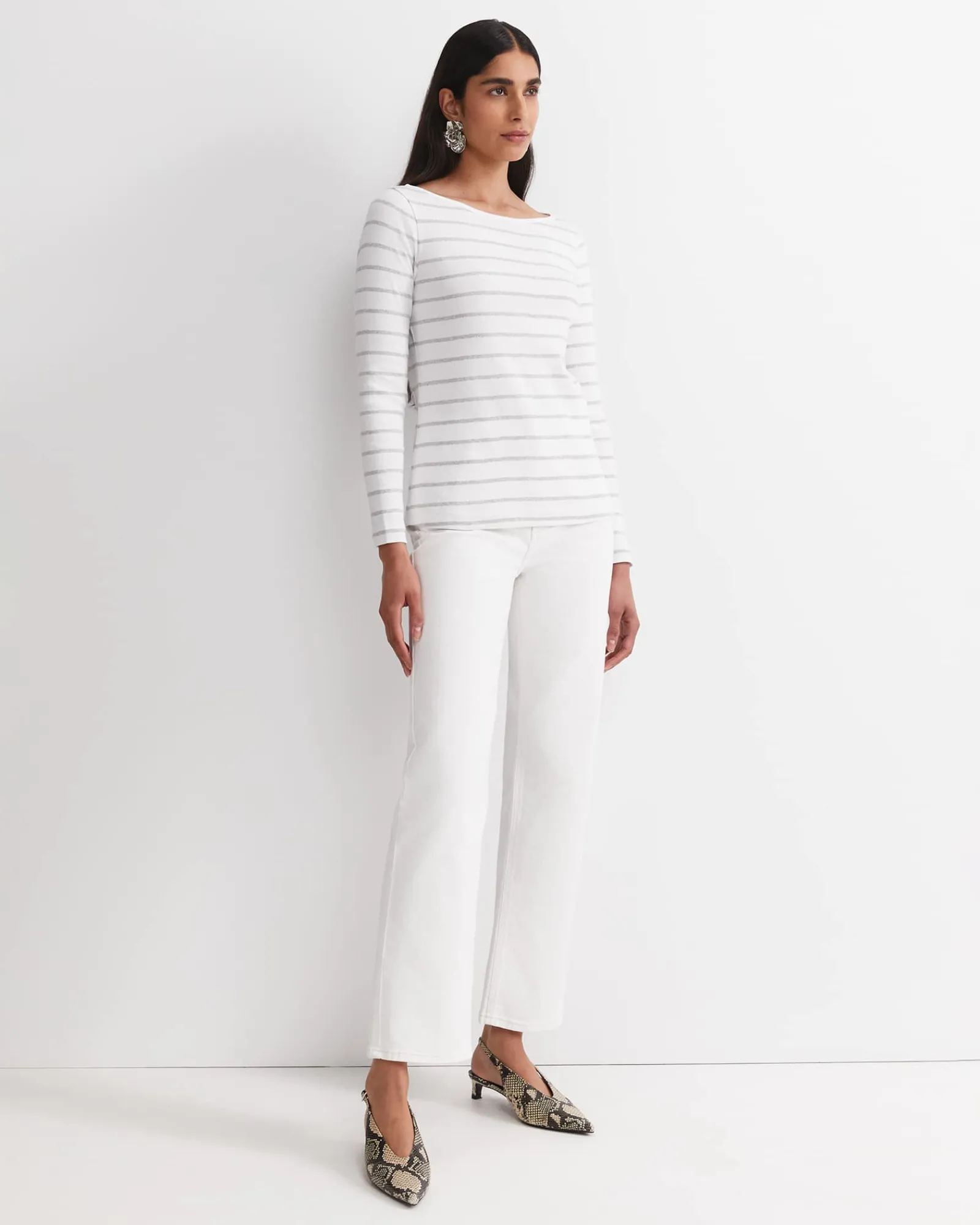 Sale Sportscraft Heidi Long Sleeve Rib Tee in Whitegrey Melange White/greyMelange
