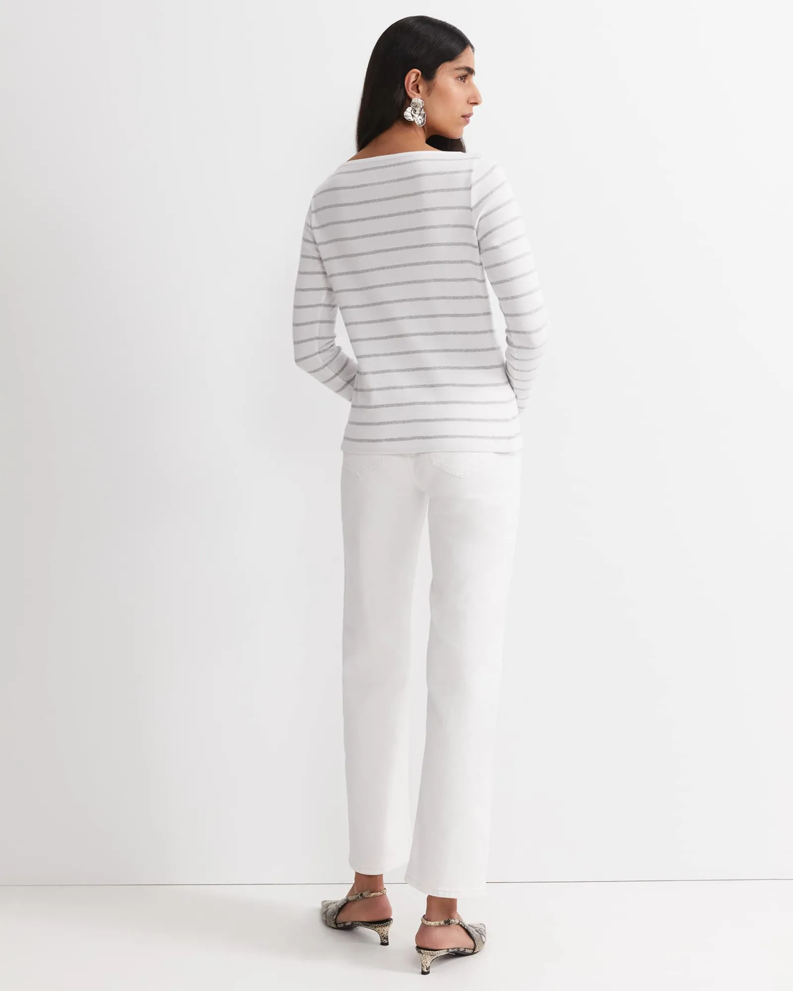 Sale Sportscraft Heidi Long Sleeve Rib Tee in Whitegrey Melange White/greyMelange