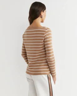 Online Sportscraft Heidi Long Sleeve Rib Tee in Tanwhite Tan/white