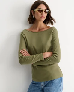 Discount Sportscraft Heidi Long Sleeve Rib Tee in Khaki