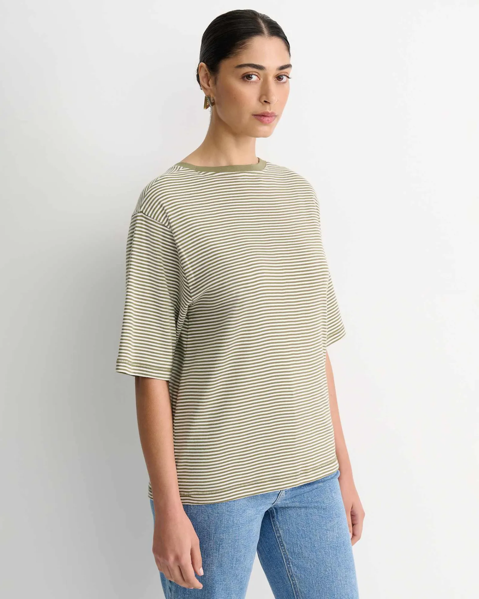 New Sportscraft Heidi Oversized T-Shirt in Khakiwhite Khaki/white