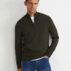 Sale Sportscraft Henry Merino Quarter Zip Knit in Dark Khaki DarkKhaki
