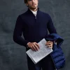 Hot Sportscraft Henry Merino Quarter Zip Knit in Navy