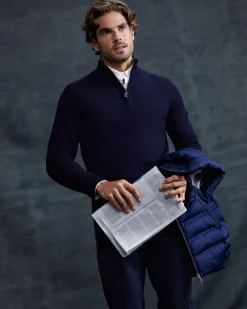 Hot Sportscraft Henry Merino Quarter Zip Knit in Navy