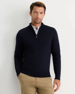 Hot Sportscraft Henry Merino Quarter Zip Knit in Navy