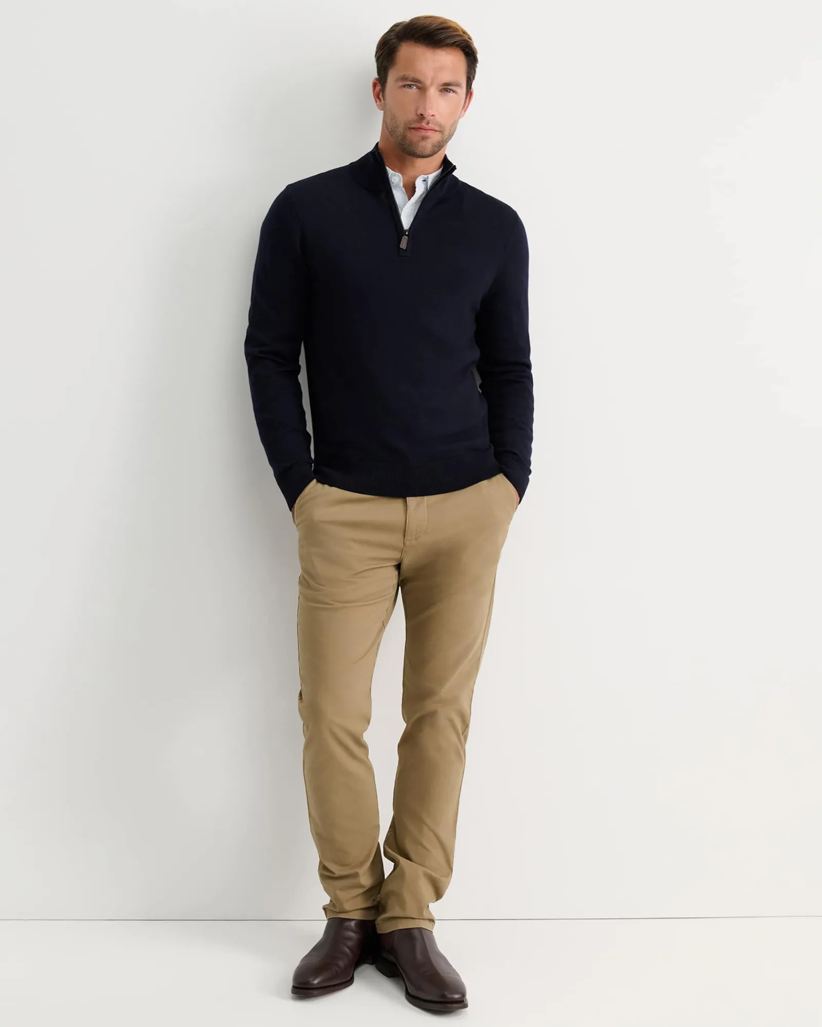 Hot Sportscraft Henry Merino Quarter Zip Knit in Navy