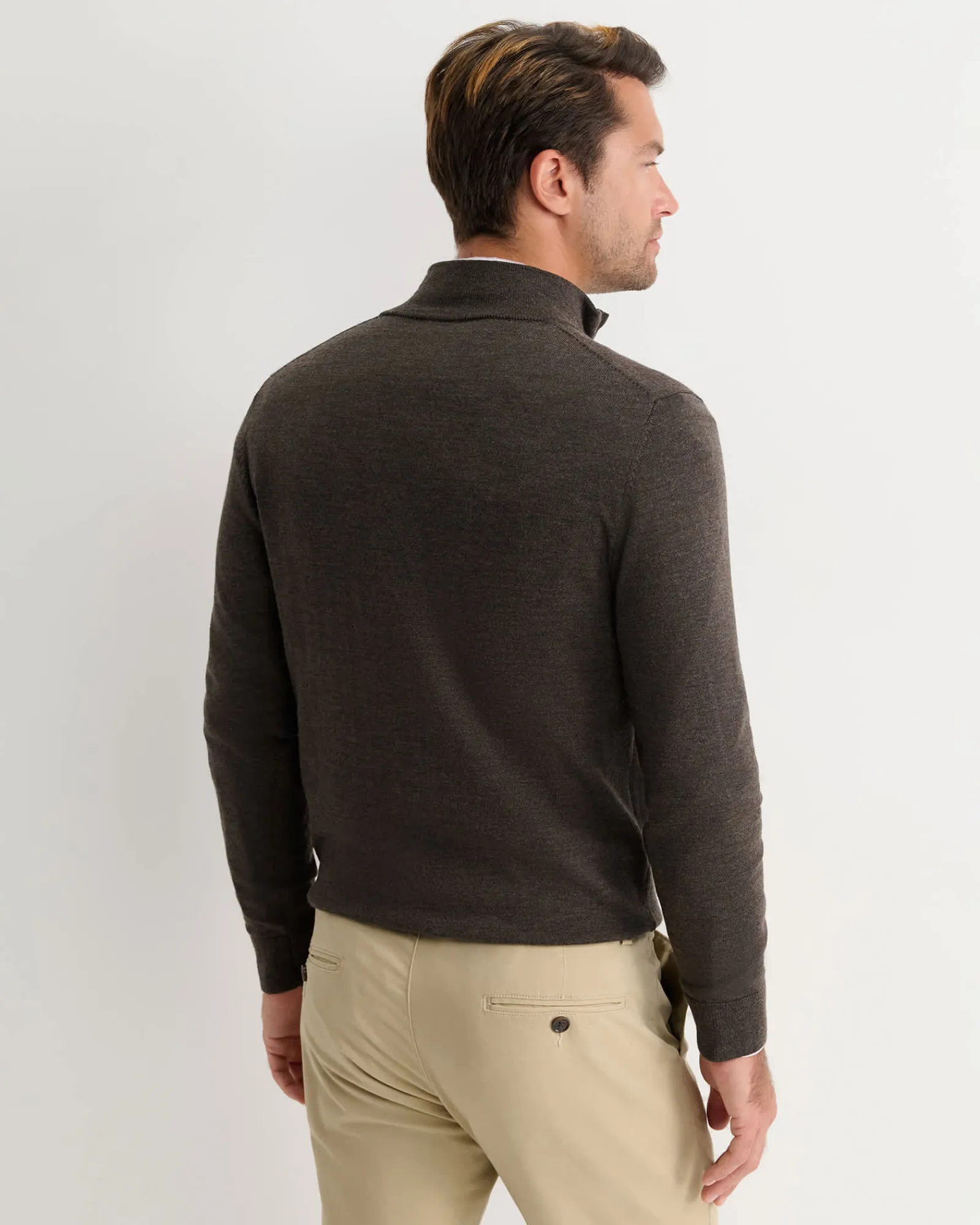 Best Sportscraft Henry Merino Quarter Zip Knit in Truffle