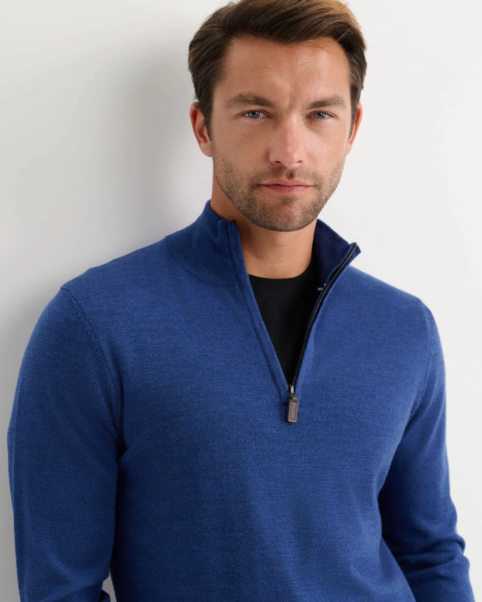 Online Sportscraft Henry Merino Quarter Zip Knit in Lapis