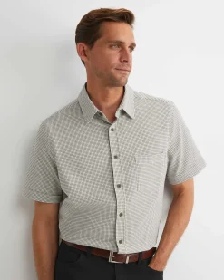 Discount Sportscraft Hewson Short Sleeve Check Shirt in Green Multi GreenMulti