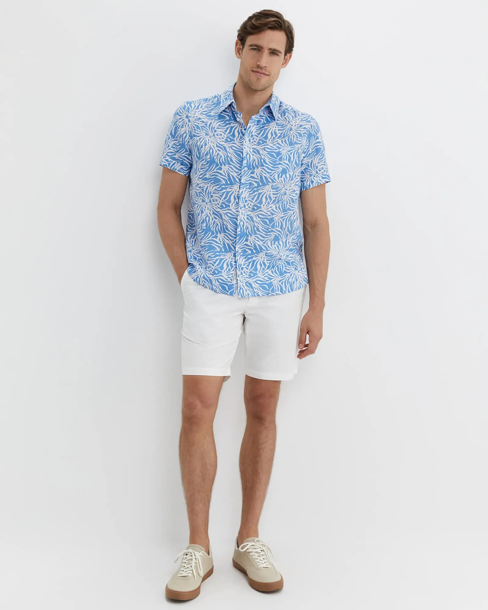 New Sportscraft Hogan Short Sleeve Shirt in Blue Multi BlueMulti