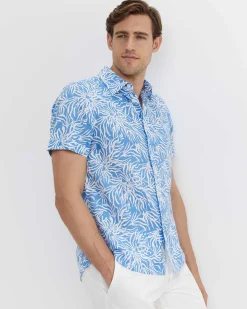New Sportscraft Hogan Short Sleeve Shirt in Blue Multi BlueMulti