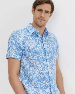 New Sportscraft Hogan Short Sleeve Shirt in Blue Multi BlueMulti