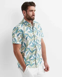 Sale Sportscraft Howard Short Sleeve Cotton Shirt in Whitemulti White/multi