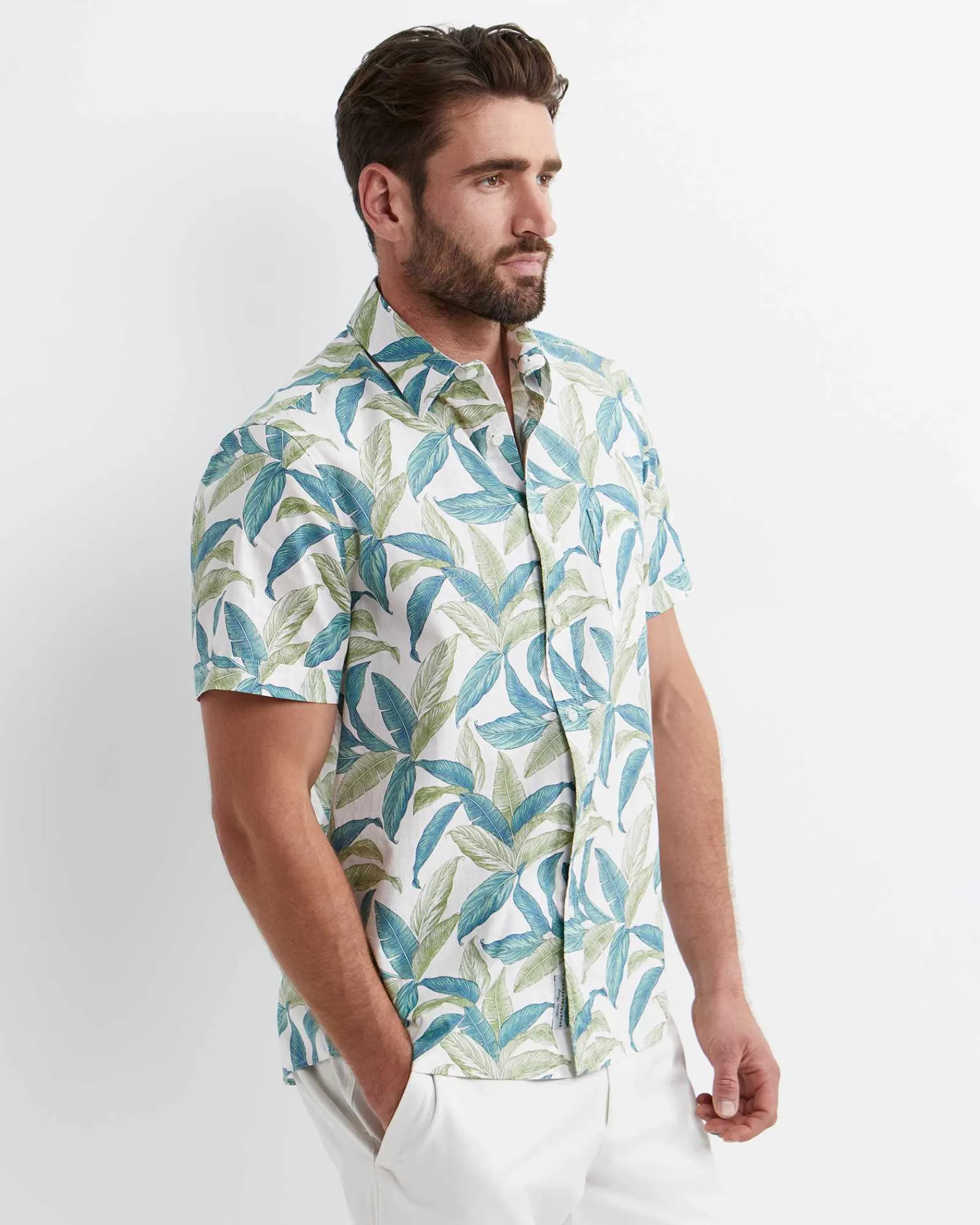 Sale Sportscraft Howard Short Sleeve Cotton Shirt in Whitemulti White/multi