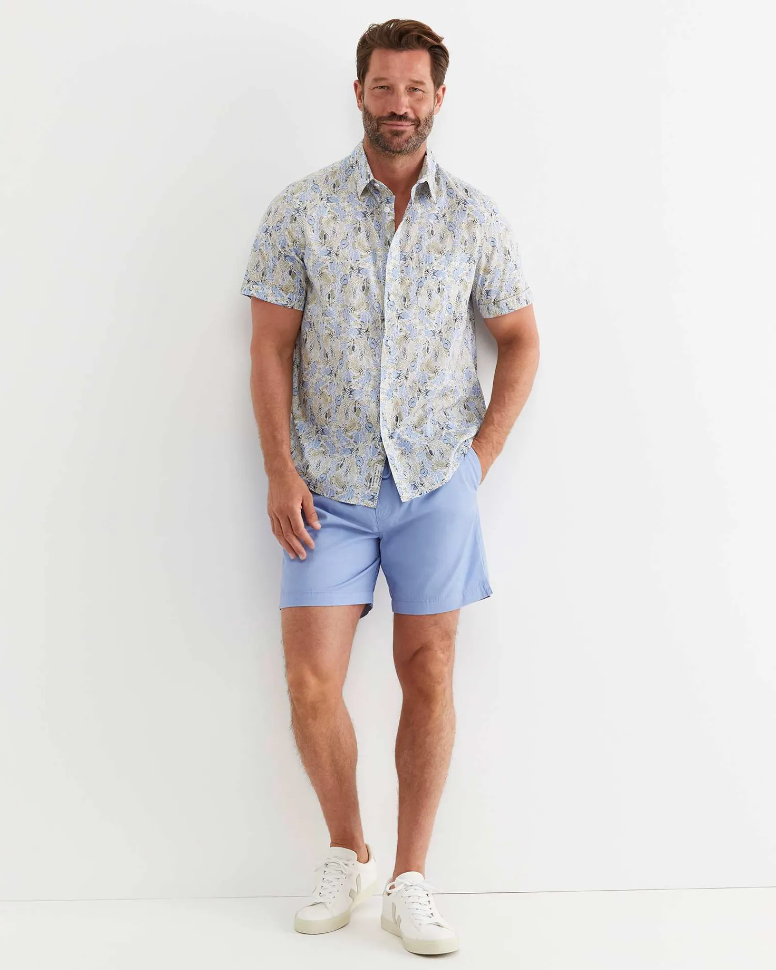 Online Sportscraft Howley Short Sleeve Cotton Shirt in Whitemulti White/multi