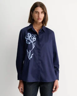 New Sportscraft Iris Embroidered Shirt in Navy Multi NavyMulti