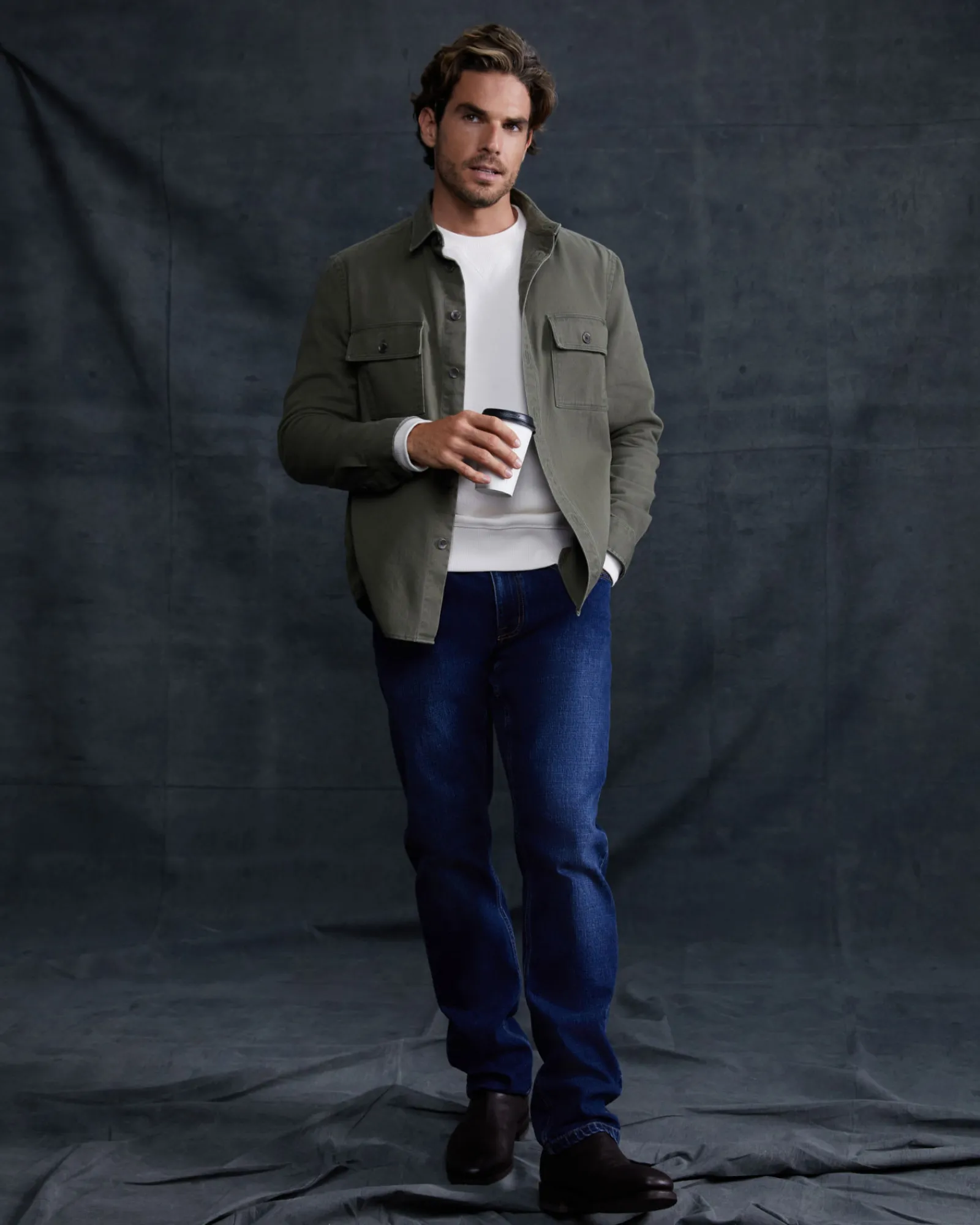 Clearance Sportscraft Jack Overshirt in Dark Khaki DarkKhaki