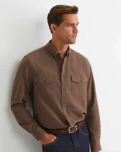 Best Sportscraft Jarron Long Sleeve Shirt in Cafe Melange CafeMelange