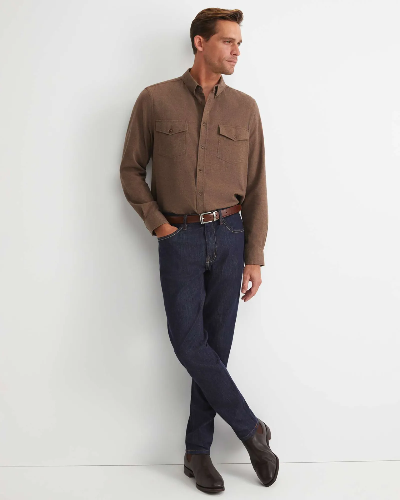 Best Sportscraft Jarron Long Sleeve Shirt in Cafe Melange CafeMelange