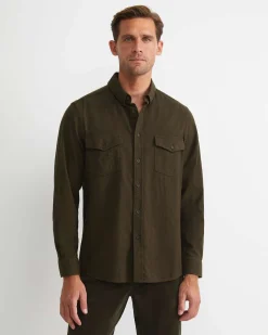New Sportscraft Jarron Long Sleeve Shirt in Khaki Melange KhakiMelange
