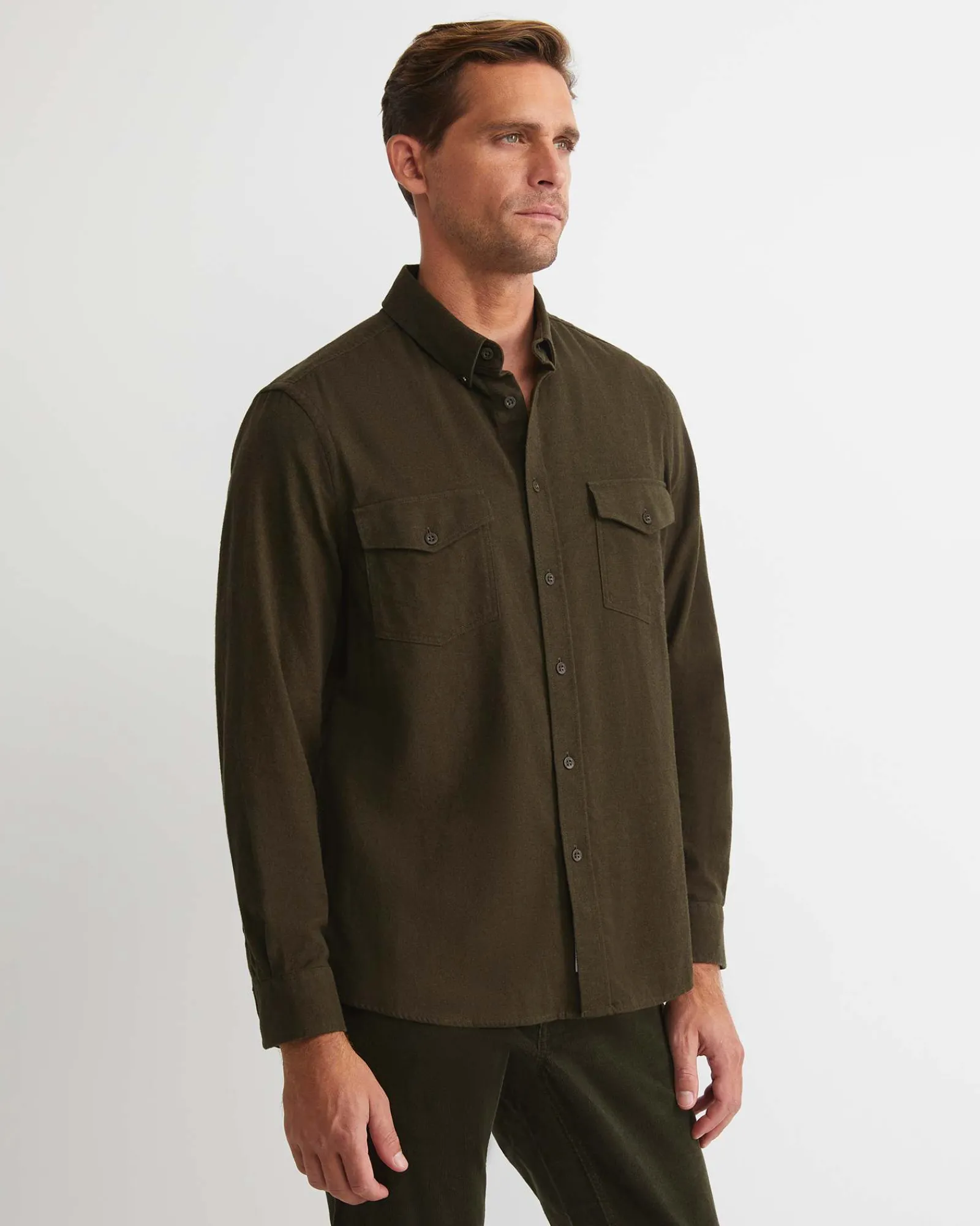 New Sportscraft Jarron Long Sleeve Shirt in Khaki Melange KhakiMelange