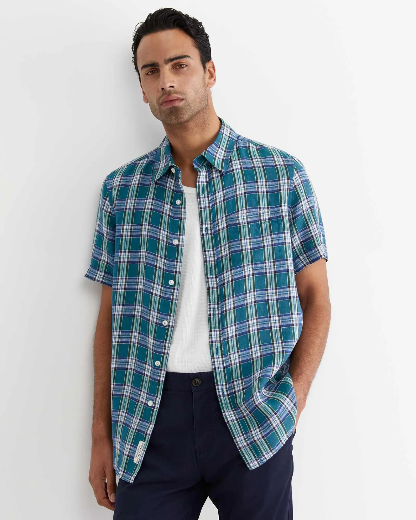 Fashion Sportscraft Johnston Short Sleeve Linen Check Shirt in Multi