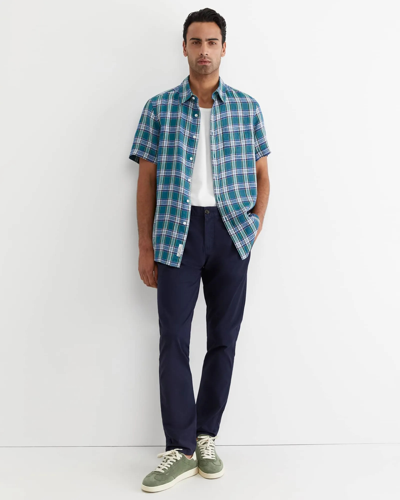 Fashion Sportscraft Johnston Short Sleeve Linen Check Shirt in Multi