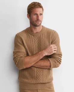 Hot Sportscraft Joshua Cable Crew Knit in Toffee