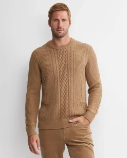 Hot Sportscraft Joshua Cable Crew Knit in Toffee